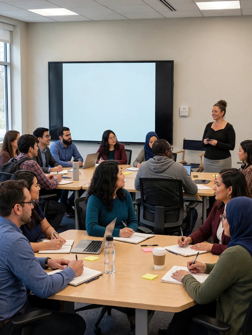 Dina Secchiaroli presenting to a group of educators during a training session